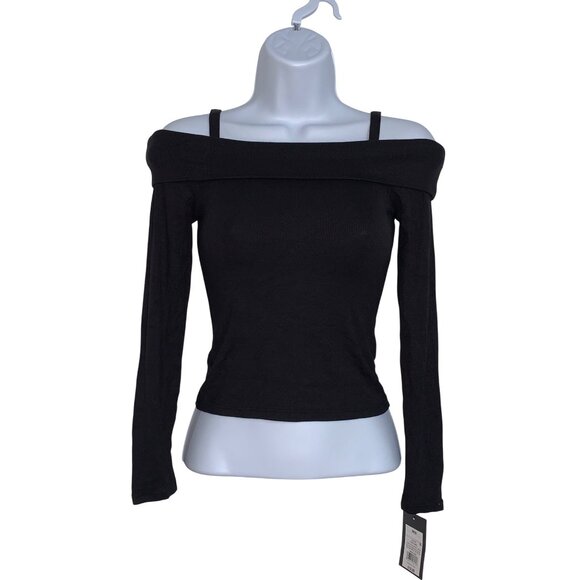 Art Class Juniors Off-The-Shoulder Long Sleeve Top Black - Picture 2 of 12